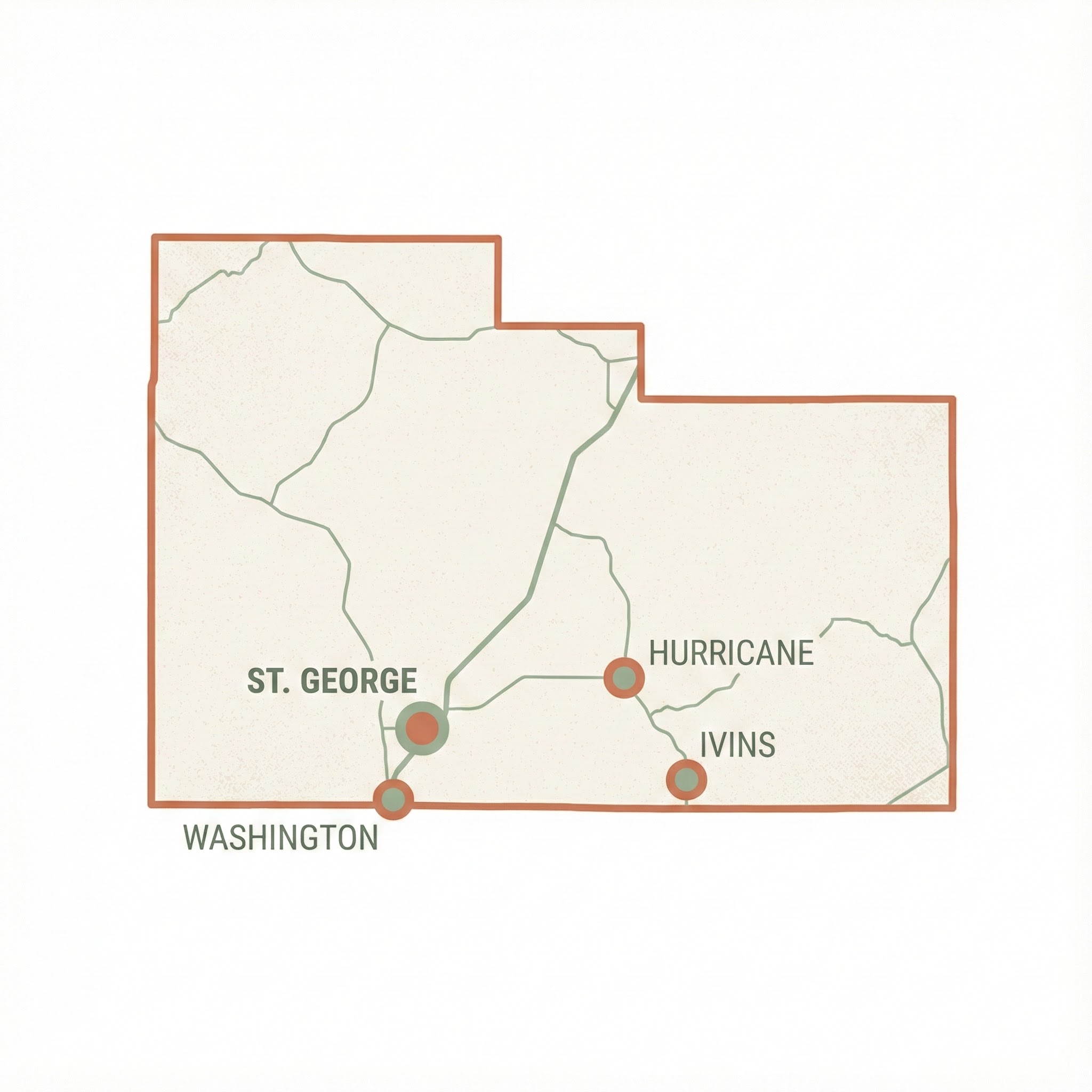 Map of Creat'N'Scape service area in Washington and Iron Counties